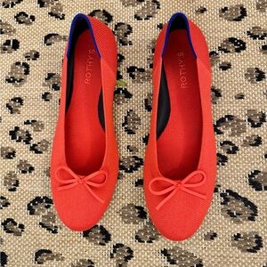Rothy's Vibrant Red Flats with Blue Accents